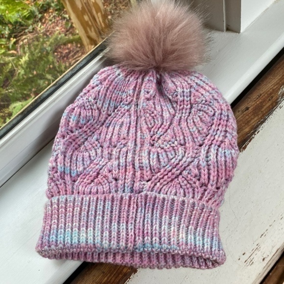 Anthropologie Pink Pom Knit Beanie